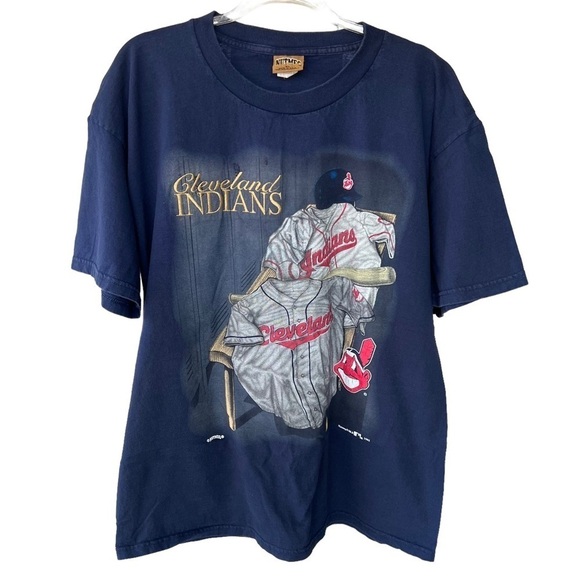 VTG Cleveland Indians Guardians Nutmeg Mills Cotton Tee Embroidered XL USA READ - Picture 1 of 13